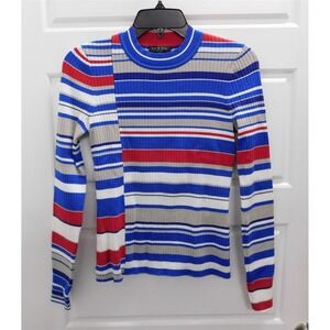 rag & bone Red White‎ Blue Striped Ribbed Pullover Sweater sz S